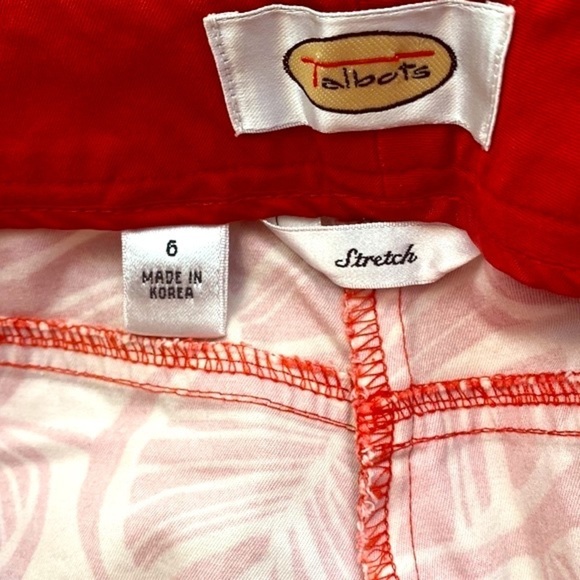 Women’s Talbot's Red and White Firecracker Cotton & Spandex Pants Size 6 - Picture 7 of 8